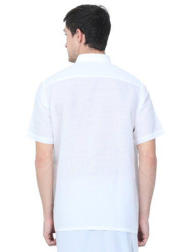 Linen Nature White Shirt – Half Sleeve