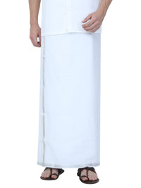 TEXAS WHITE SHIRT & SILVER DHOTI COMBO SET- Half Sleeve (SHIRT & DHOTI)