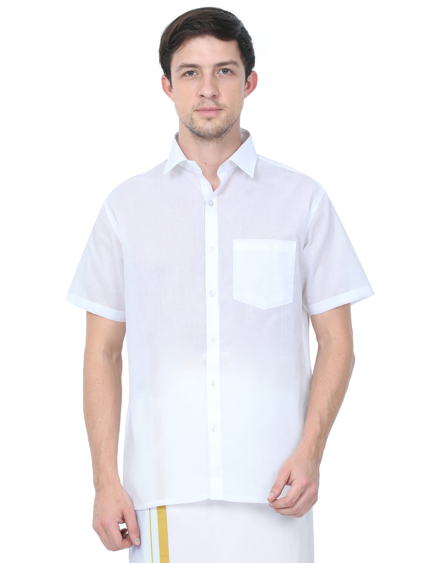 Men’s Nano Cotton White Shirt – Half Sleeve