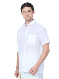 Men’s Nano Cotton White Shirt – Half Sleeve