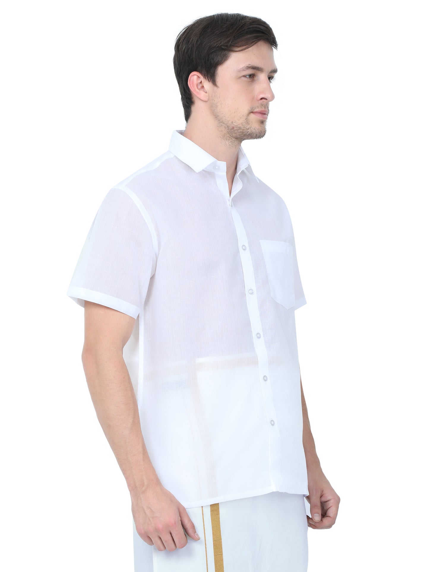 Men’s Nano Cotton White Shirt – Half Sleeve