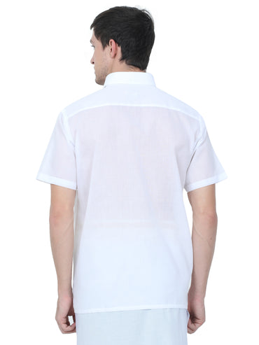 Men’s Nano Cotton White Shirt – Half Sleeve