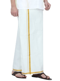 Reliance Cream Dhoti With Gold Jari Border