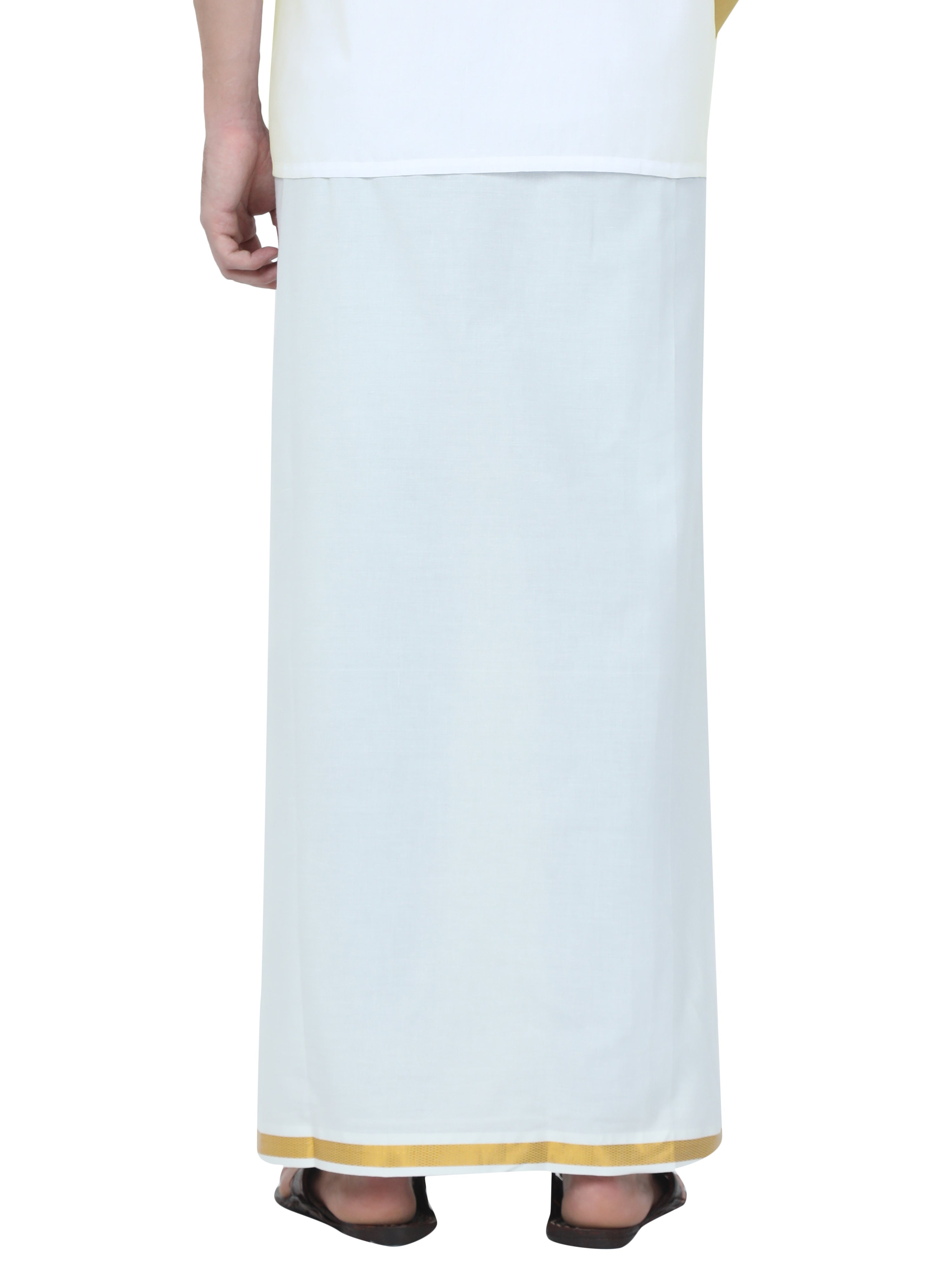 Classic Cream Dhoti With Gold Jari Border