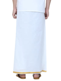 Reliance White Dhoti With Gold Jari Border