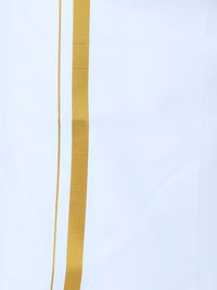 Reliance White Dhoti With Gold Jari Border