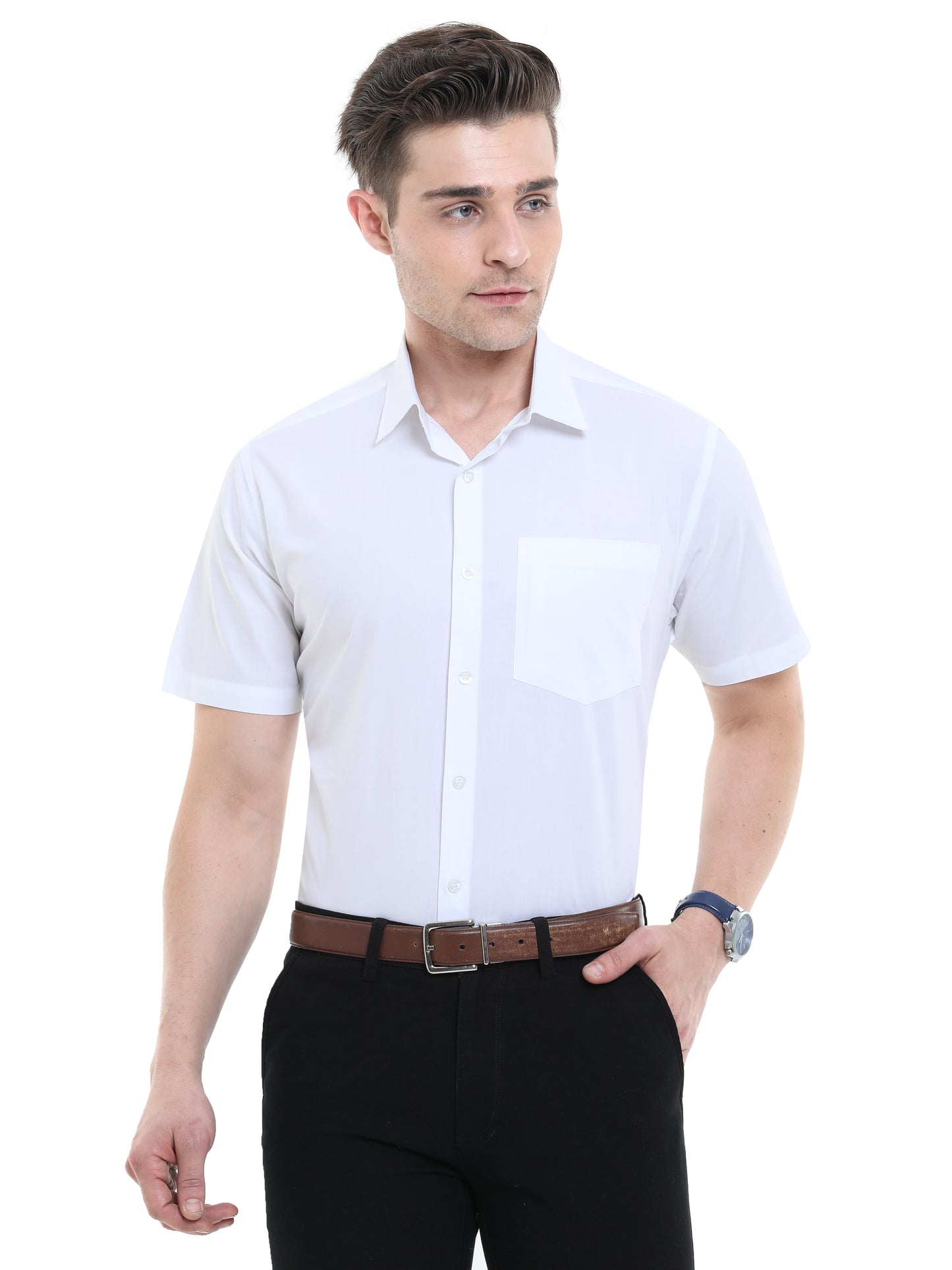 Cool White Slim Fit Shirt – Half Sleeve