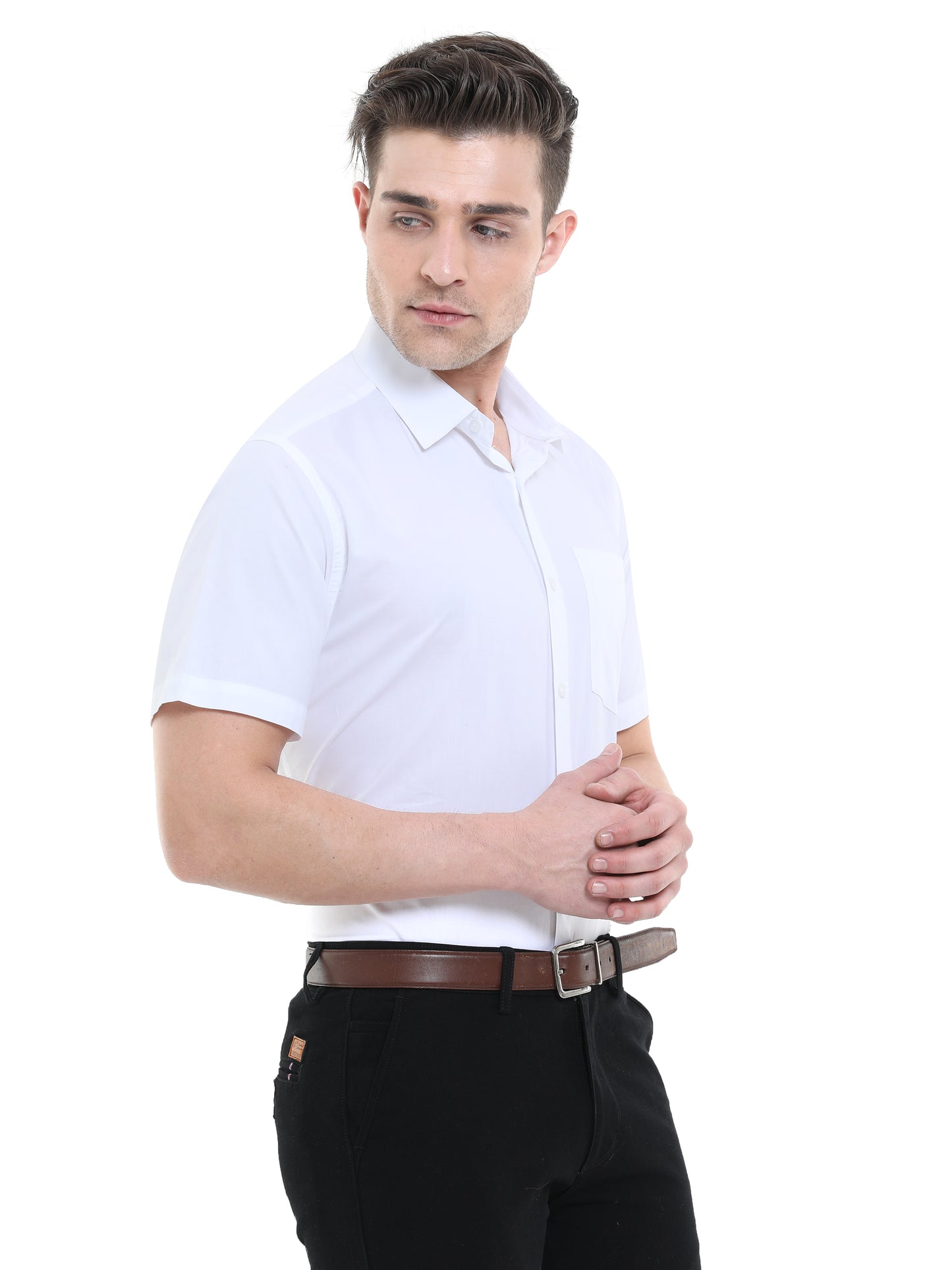 Cool White Slim Fit Shirt – Half Sleeve