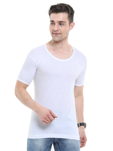 White Colour Mens Half sleeve Vests - Pack of 2,10