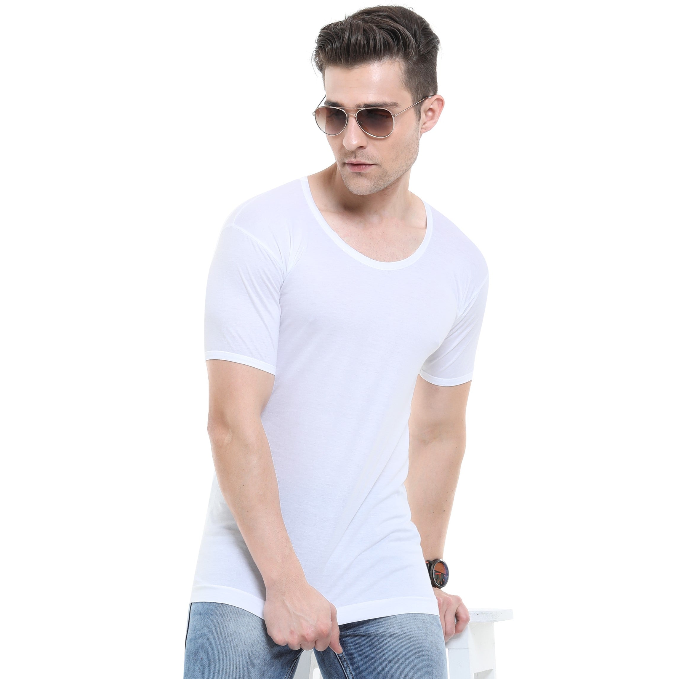 White Colour Mens Half sleeve Vests - Pack of 2,10