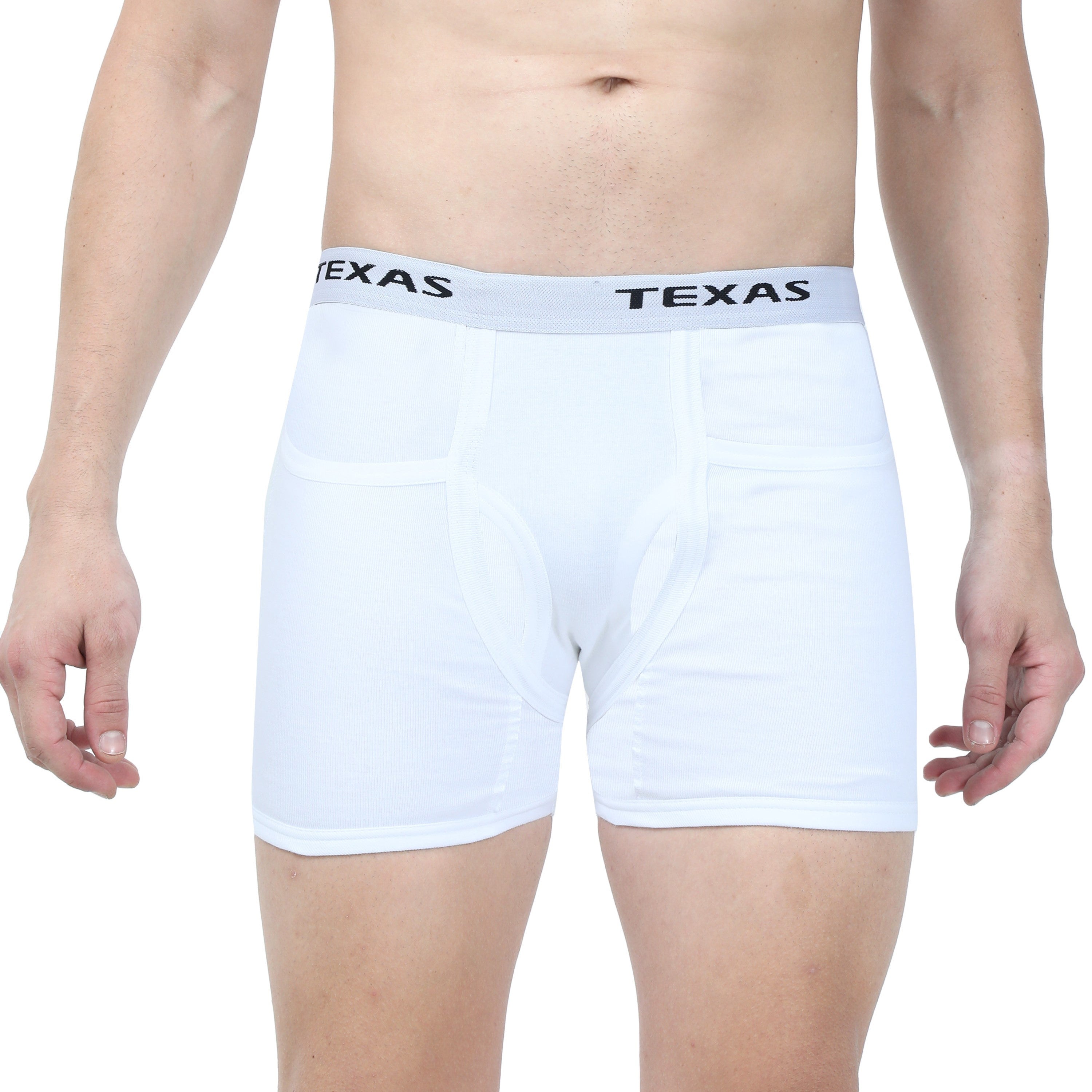 Texas Men's White Rib Two Pocket Trunk - Pack of 3