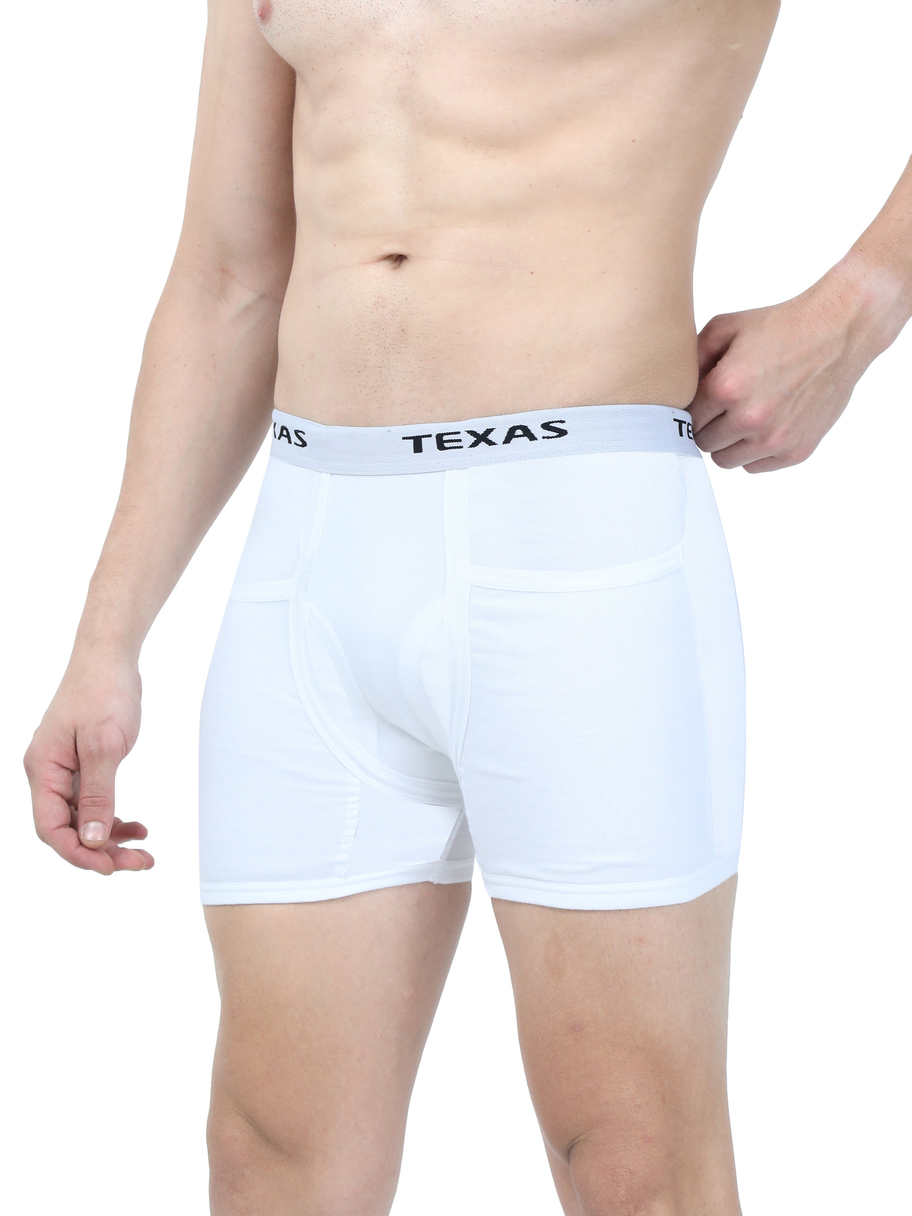 Texas Men's White Rib Two Pocket Trunk - Pack of 3