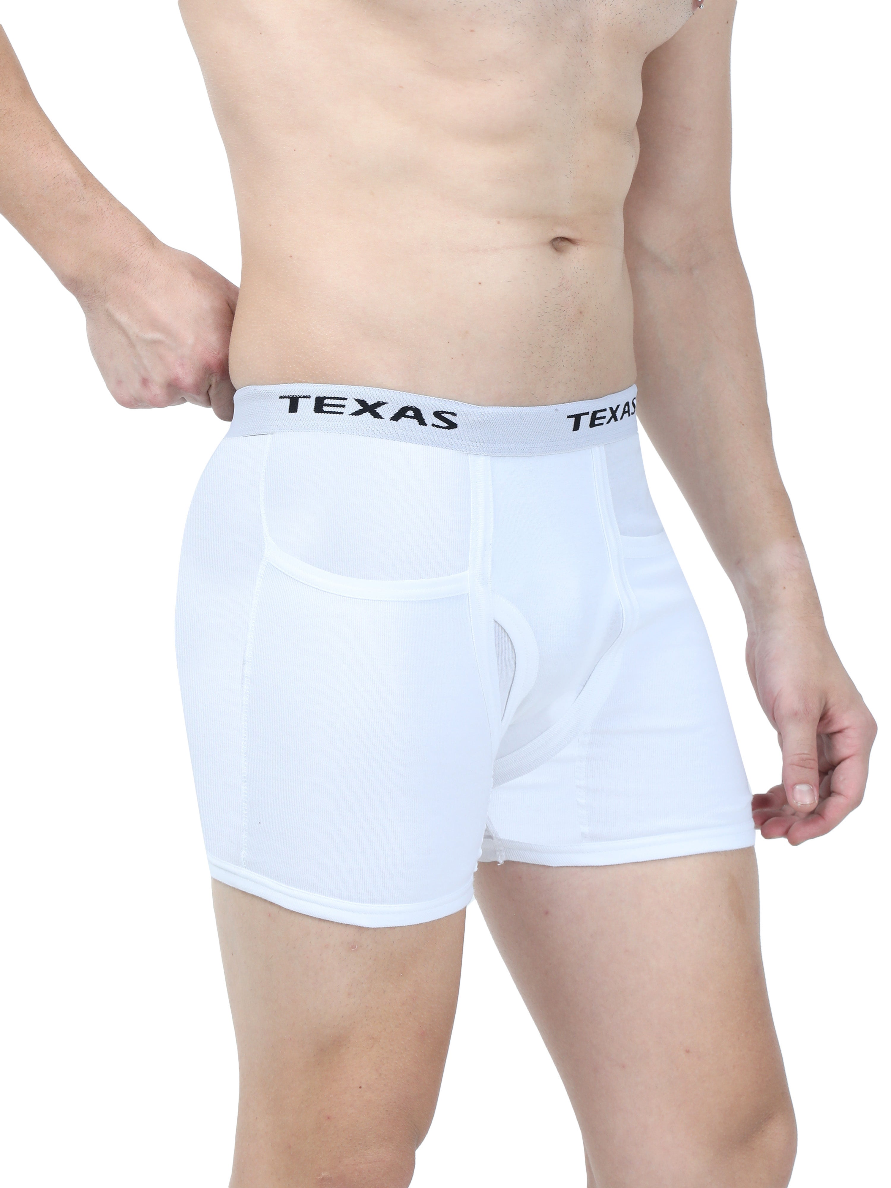 Texas Men's White Rib Two Pocket Trunk - Pack of 3