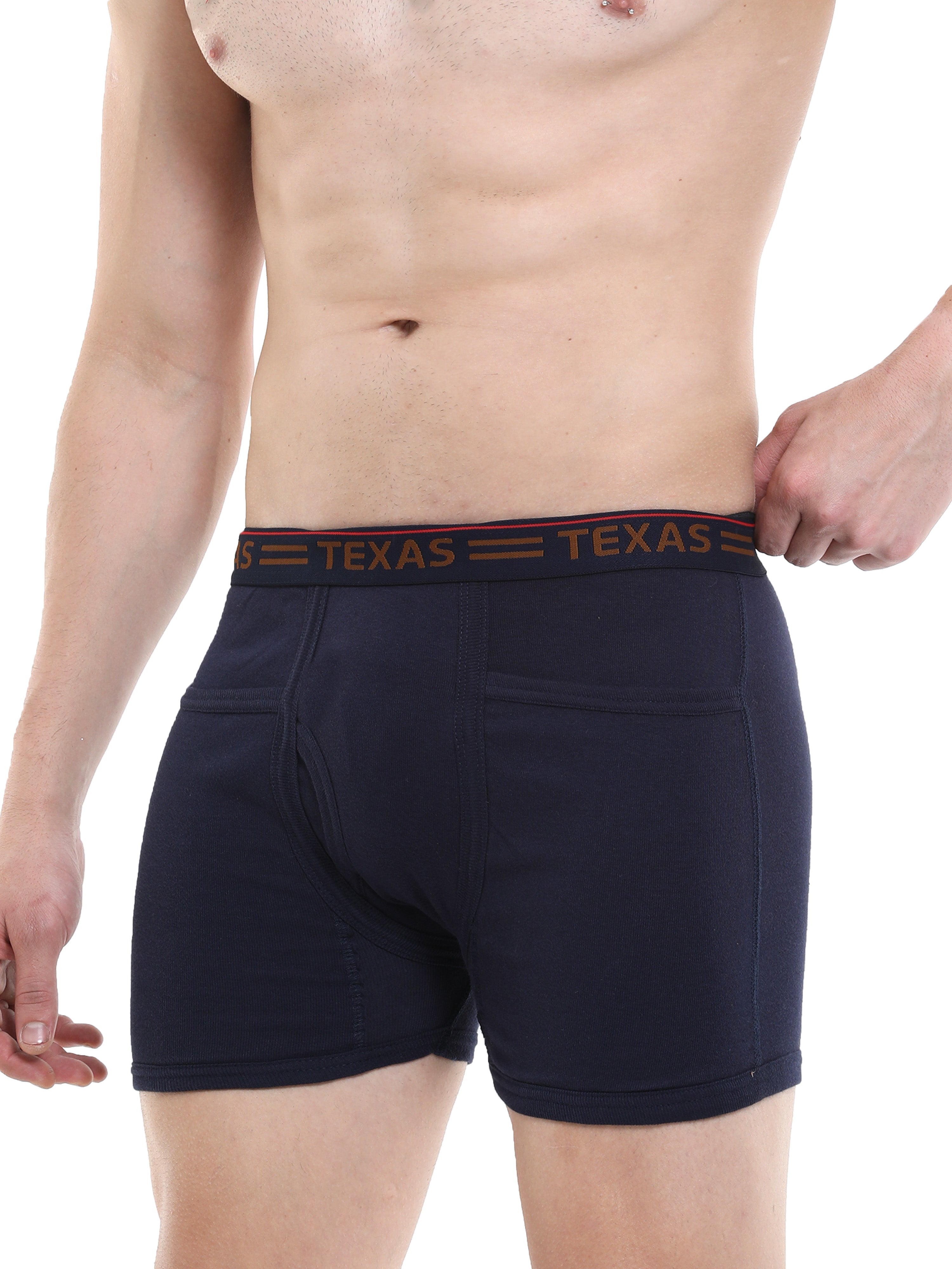 Texas Men's White Rib Two Pocket Trunk - Pack of 3