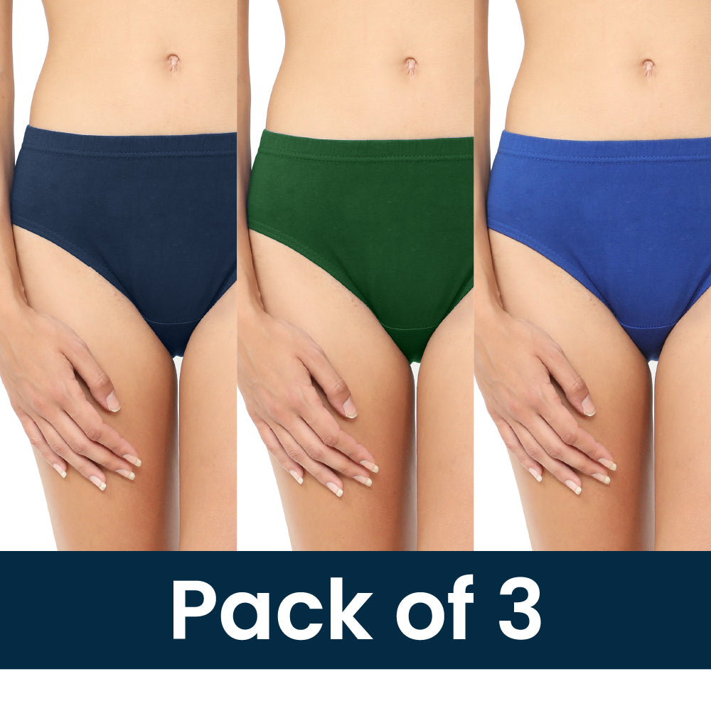 Plain Panties inner elastic Pack of 3 (Multicolor Assorted)